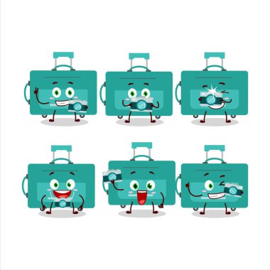 Mini aksesuar çizgi film karakteri ile fotoğrafçılık mesleği simgesi. Vektör illüstrasyonu