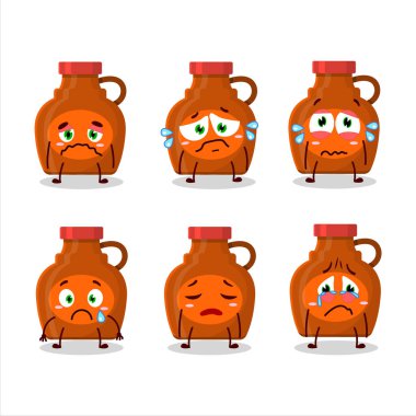 Akçaağaç şurubu karikatür karakteri üzgün bir ifadeyle. Vektör illüstrasyonu