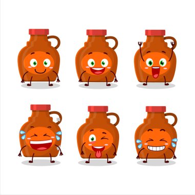 Gülen suratlı akçaağaç şurubunun çizgi film karakteri. Vektör illüstrasyonu