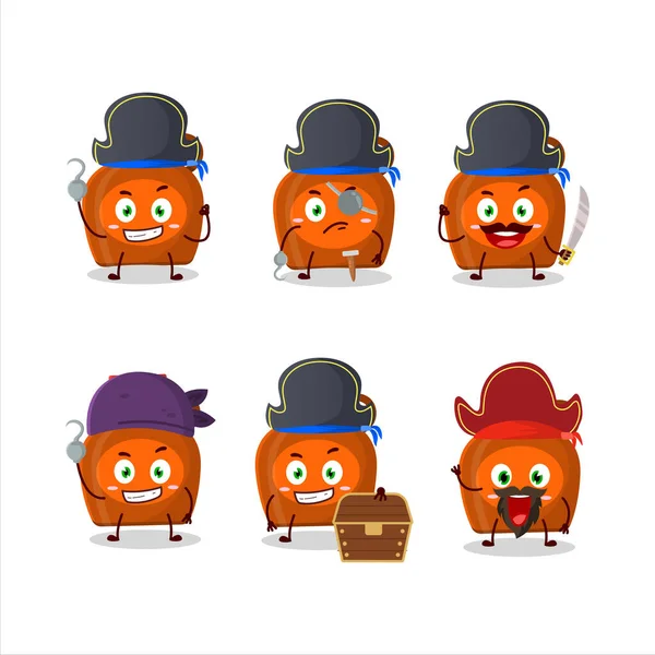 Personaje Dibujos Animados Jarabe Arce Con Varios Emoticonos Piratas Ilustración — Vector de stock