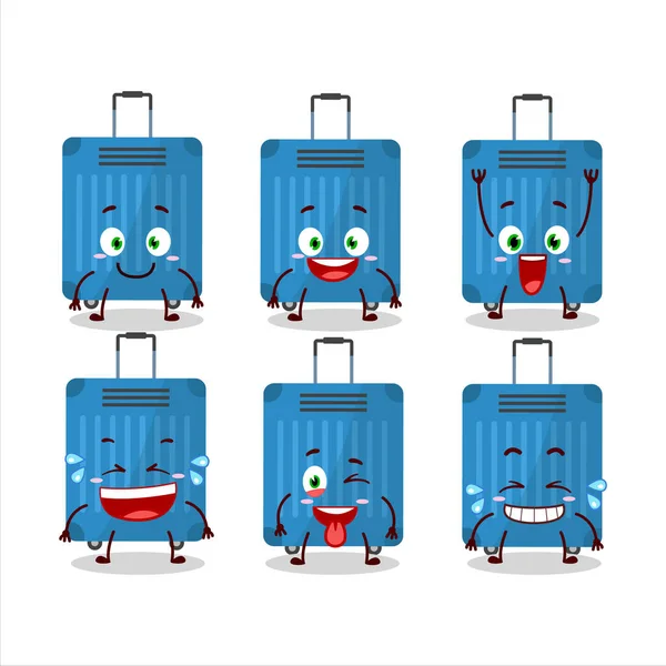 Cartone Animato Personaggio Lugage Blu Con Espressione Sorriso Illustrazione Vettoriale — Vettoriale Stock