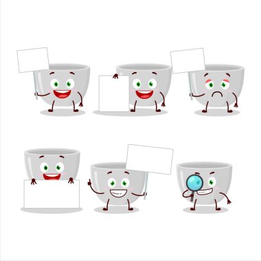 Plastik kâse çizgi film karakteri bilgi panosu getirdi. Vektör illüstrasyonu