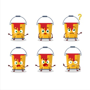 Sarı renkli kovanın çizgi film karakteri, hangi ifadeyle. Vektör illüstrasyonu