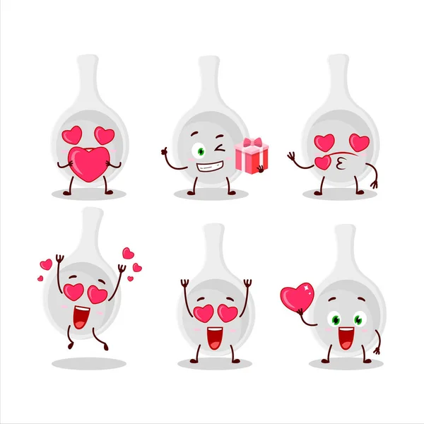 Plastic Lepel Cartoon Karakter Met Liefde Schattig Emoticon Vectorillustratie — Stockvector