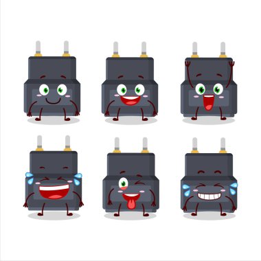 Adaptör konektörünün çizgi film karakteri ve gülümseme ifadesi. Vektör illüstrasyonu