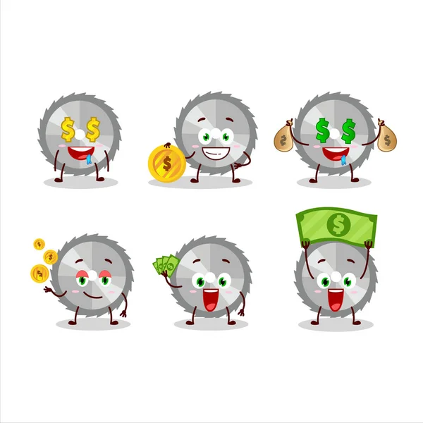 Tangan Melihat Karakter Kartun Dengan Emoticon Lucu Membawa Uang Ilustrasi - Stok Vektor