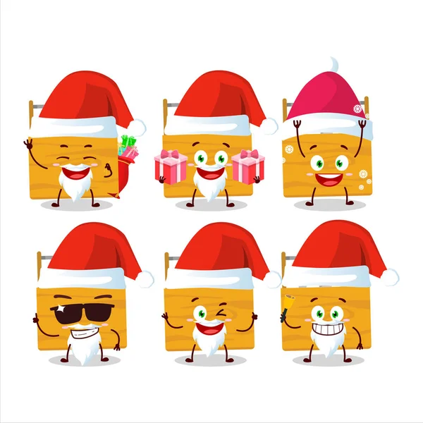 Émoticônes Père Noël Avec Personnage Dessin Animé Boîte Outils Bois — Image vectorielle