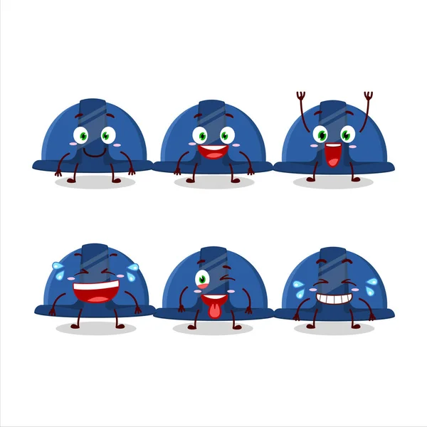 Kreskówkowy Charakter Niebieski Kask Budowlany Uśmiechem Twarzy Ilustracja Wektora — Wektor stockowy