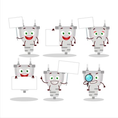 Beyaz bujili çizgi film karakteri bilgi panosunu getir. Vektör illüstrasyonu