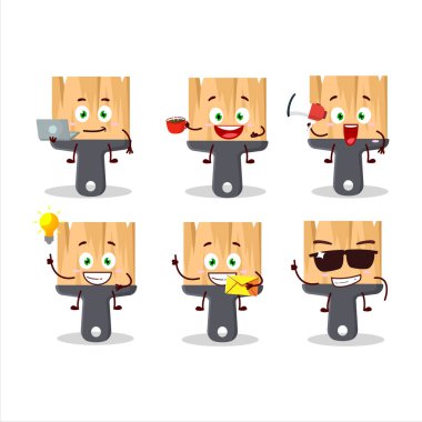 Resim fırçaları, çeşitli iş simgelerine sahip çizgi film karakterleri. Vektör illüstrasyonu