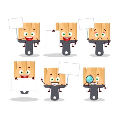 Boya fırçaları karikatür karakteri bilgi panosunu getirir. Vektör illüstrasyonu