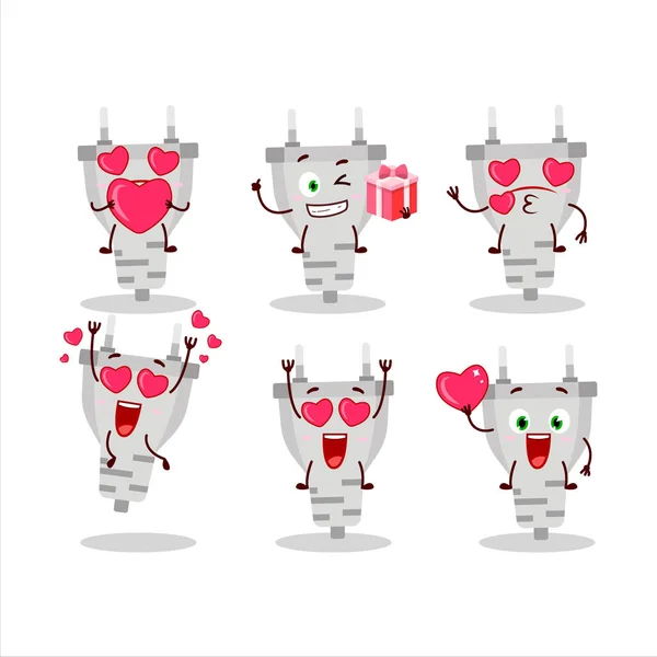 White Plug Cartoon Character Love Cute Emoticon Vector Illustration — Stock Vector