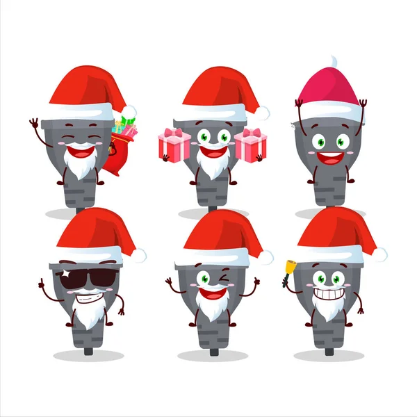 Santa Claus Emoticons Μαύρο Plug Χαρακτήρα Κινουμένων Σχεδίων Εικονογράφηση Διανύσματος — Διανυσματικό Αρχείο