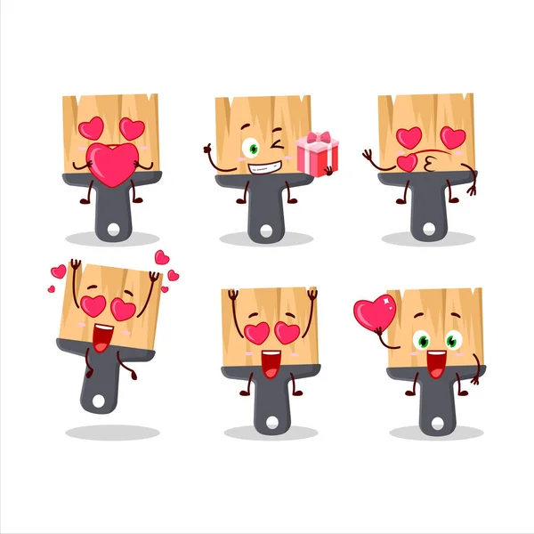 Pintura Pincéis Personagem Dos Desenhos Animados Com Amor Bonito Emoticon —  Vetores de Stock