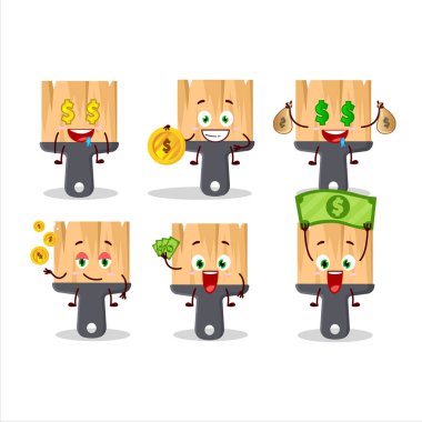 Boya fırçası, çizgi film karakteri, yanında da para getiriyor. Vektör illüstrasyonu