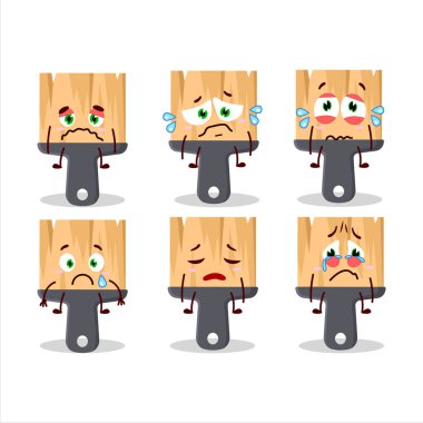 Boya fırçası, karikatür karakteri ve hüzünlü bir ifade. Vektör illüstrasyonu