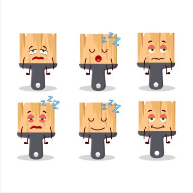 Uykulu ifadeli çizgi film karakteri fırçalar. Vektör illüstrasyonu