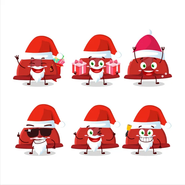 Émoticônes Père Noël Avec Personnage Dessin Animé Casque Construction Rouge — Image vectorielle