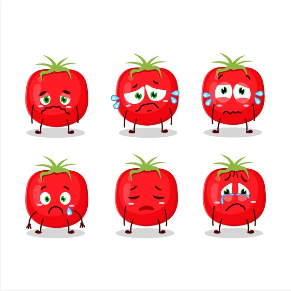 Desenhos Animados Tomate Caráter Com Expressão Triste Ilustração Vetorial — Vetor de Stock