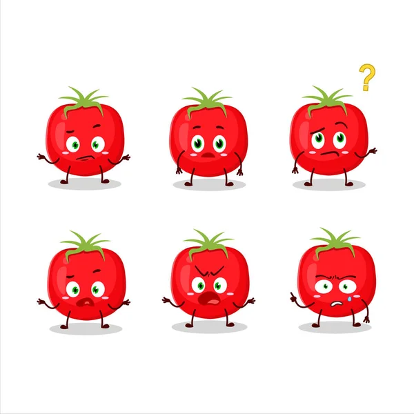 Cartone Animato Personaggio Pomodoro Con Quale Espressione Illustrazione Vettoriale — Vettoriale Stock