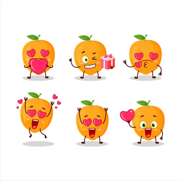 Oranžový Ovocný Kreslený Postava Láskou Roztomilý Emotikon Vektorová Ilustrace — Stockový vektor