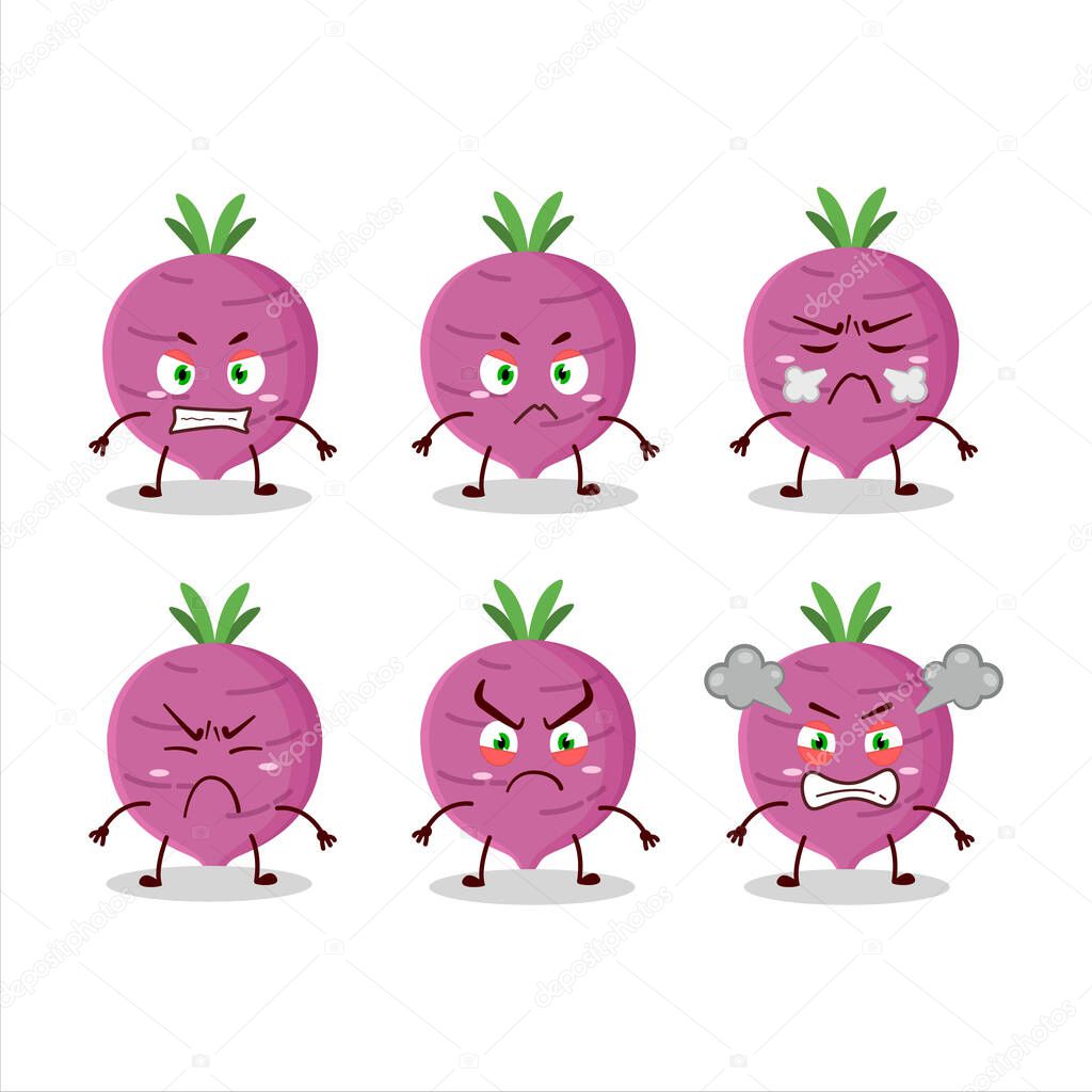 Garlic cartoon character with various angry expressions