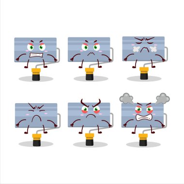 Değişik kızgın ifadeleri olan boyanmış çizgi film karakteri. Vektör illüstrasyonu