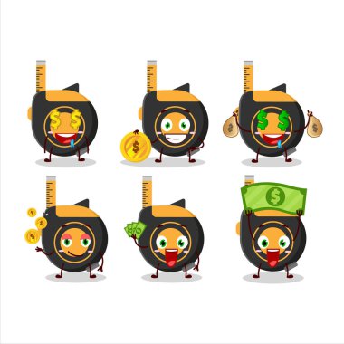 Çizgi film karakteri ve şirin yüz ifadeleri para getiriyor. Vektör illüstrasyonu