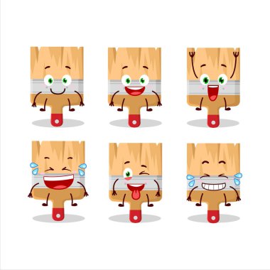 Çizgi film karakteri, gülen yüzlü ahşap boya fırçaları. Vektör illüstrasyonu