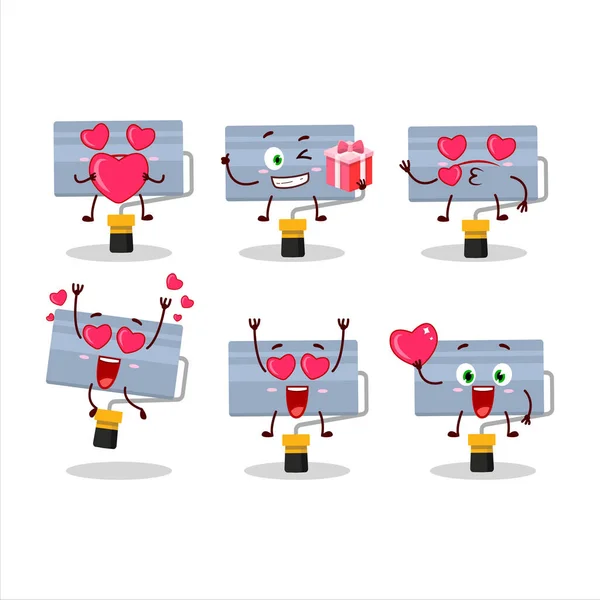 Rolo Pintar Personagem Desenho Animado Pincel Com Amor Bonito Emoticon —  Vetores de Stock