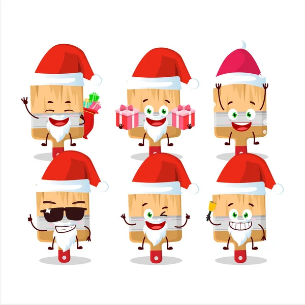 Émoticônes Père Noël Avec Des Pinceaux Bois Personnage Dessin Animé — Image vectorielle