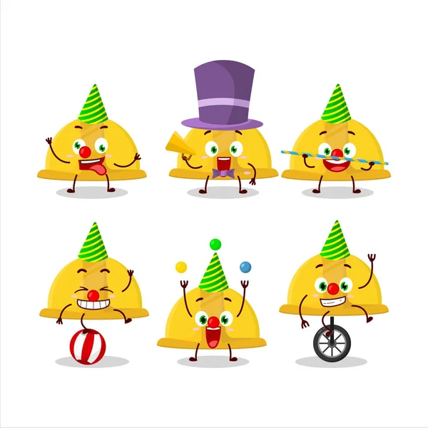 Cartoon Character Yellow Construction Helmet Various Circus Shows Vector Illustration — Stock Vector