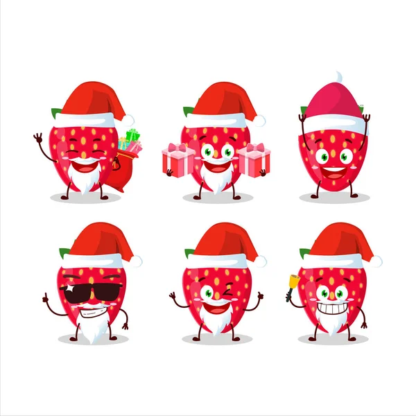 Emoticons Άγιος Βασίλης Φράουλα Χαρακτήρα Κινουμένων Σχεδίων Εικονογράφηση Διανύσματος — Διανυσματικό Αρχείο