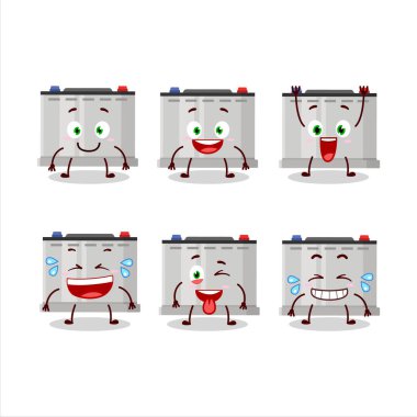 Gülen suratlı akümülatör bataryasının çizgi film karakteri. Vektör illüstrasyonu