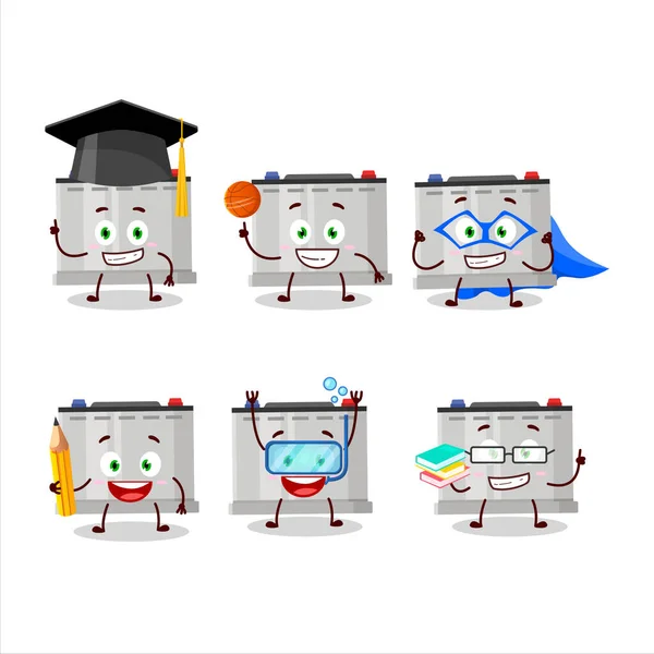 様々な表情でアキュムレータバッテリー漫画のキャラクターの学校の学生 ベクターイラスト — ストックベクタ
