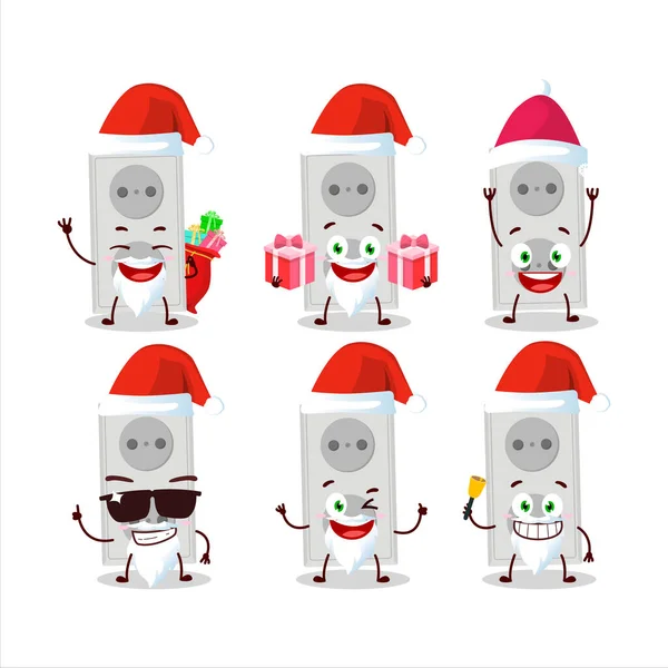 Weihnachtsmann Emoticons Mit Doppeltem Elektrischen Adapter Cartoon Figur Vektorillustration — Stockvektor