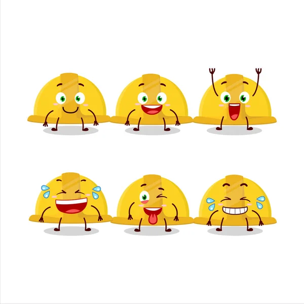 Cartoon Character Yellow Construction Helmet Smile Expression Vector Illustration — Stock Vector