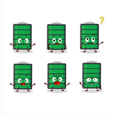 Karikatür karakteri tam şarjlı pil, hangi ifadeyle. Vektör illüstrasyonu