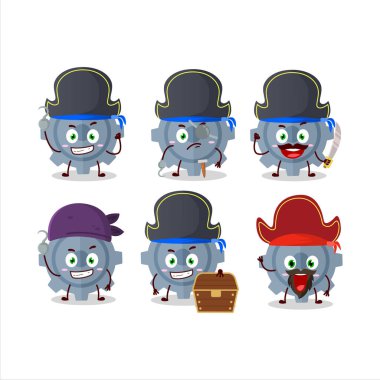 Çeşitli korsan ifadeleri olan çizgi film karakteri. Vektör illüstrasyonu