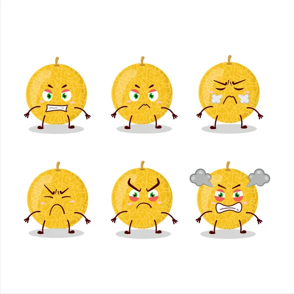 Personagem Desenho Animado Melão Amarelo Com Várias Expressões Irritadas Ilustração — Vetor de Stock