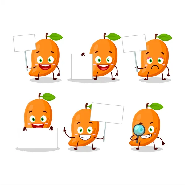 Mango Cartoon Figur Bringen Infotafel Vektorillustration — Stockvektor