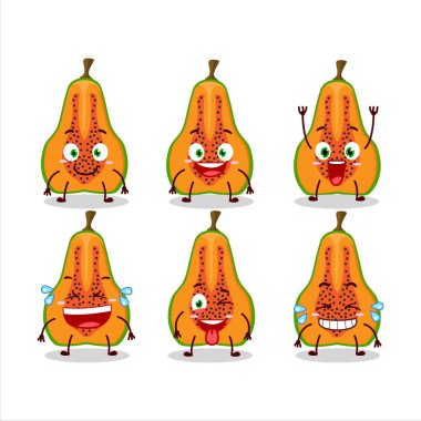 Gülen suratlı bir papaya karikatürü karakteri. Vektör illüstrasyonu