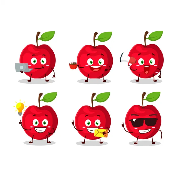 Cherry Cartoon Character Various Types Business Emoticons Vector Illustration — Stock Vector