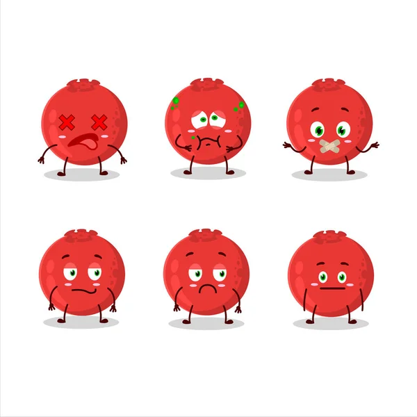 Red Berry Cartoon Character Nope Expression Vector Illustration — Stock Vector