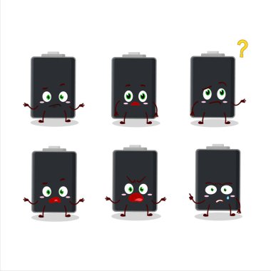 Boş akünün çizgi film karakteri, hangi ifadeyle. Vektör illüstrasyonu