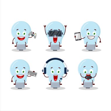 Halojen çizgi film karakteri çeşitli şirin ifadelerle oyunlar oynuyor. Vektör illüstrasyonu