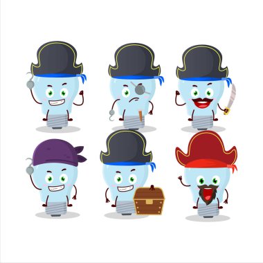 Çeşitli korsan ifadeli halojen çizgi film karakteri. Vektör illüstrasyonu