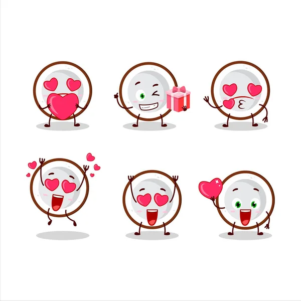 Φέτα Του Χαρακτήρα Κινουμένων Σχεδίων Καρύδας Αγάπη Χαριτωμένο Emoticon Εικονογράφηση — Διανυσματικό Αρχείο