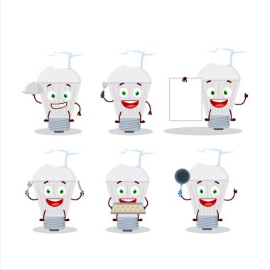 Çeşitli şef ifadeleri olan bir çizgi film karakteri. Vektör illüstrasyonu