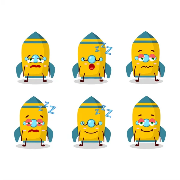 眠い表情で黄色のロケット爆竹の漫画のキャラクター ベクターイラスト — ストックベクタ
